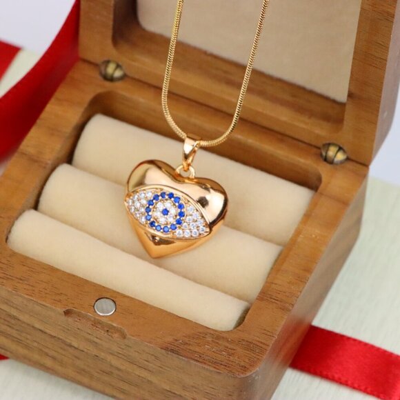 "Heart Shape Evil Eye Pendant in Rose Gold Finish, XPPT1576 - Picture 4 of 13